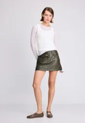 D62 Hosenrock aus Kunstleder Khaki 44