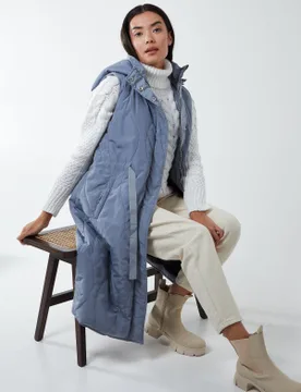 Quilted Belted Gilet - S / Slate - female - Blue Vanilla - FashionsVida