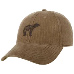 Embroidered Bear Corduroy Cap by - brown - Size: One Size