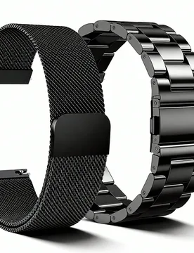 Piezas/Set Correa de reloj de acero inoxidable negro de 20mm y 22mm, compatible con Samsung Galaxy Watch 7 6 5 4 40mm/44mm, correa de malla milanesa c - Shein - FashionsVida