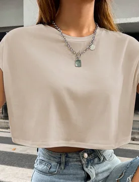 Camiseta crop unicolor de manga murciélago XS - Shein - FashionsVida