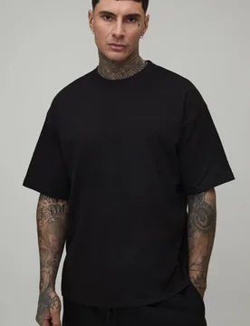 Herren Großes Oversized Basic T-Shirt Black Größe Medium - boohooMAN - FashionsVida
