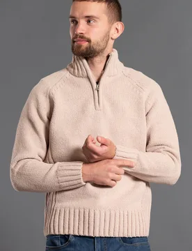 Mens 1/4 Zip Funnel Neck Jumper - Kensington - FashionsVida