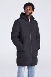 Vortex Mens Longline Padded Jacket - Black - Black - Size: 4XL