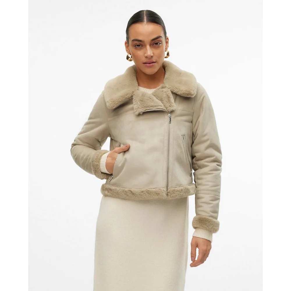 Cazadora de mujer de terciopelo con cremallera - Vero Moda - FashionsVida