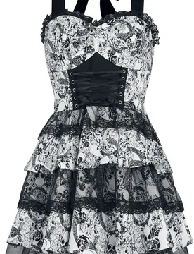 Rockabilly Kurzes Kleid - Dark Rebel Swing Dress - S bis XL - für Damen - Größe M - schwarz/weiß - Frauen - female - H&R London - FashionsVida