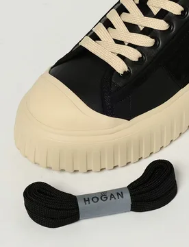 H-Stripes Sneakers Donna Nere in Pelle e Camoscio - Hogan - FashionsVida