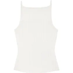 Top de mujer de seda de cuello alto de corte ancho y recto
