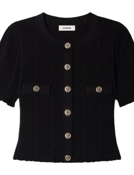 Cárdigan de punto de mujer corto calado - sandro - FashionsVida