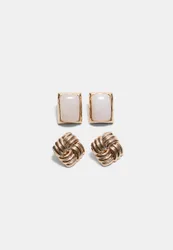 Er-Set Stecker-Ohrringe Goldfarben OS