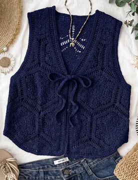 Cardigan sin mangas de unicolor y ligero para mujer, para vacaciones y uso casual M - Shein - FashionsVida