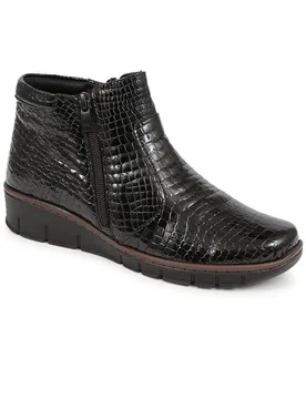 Women's Leather Ankle Boots in Black Size: 4 - Black - Size: 4 - Pavers - FashionsVida
