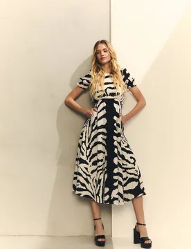 Vestido midi estampado de cebra - Hannibal Laguna Collection - FashionsVida