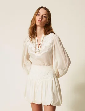 Blouse en ramie avec broderie - TWINSET - FashionsVida