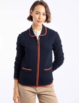 Women's Jess Fine Knit Zip Through Cardigan Sweater in Midnight Size: 14 - Midnight - Size: 14 - Weird Fish - FashionsVida