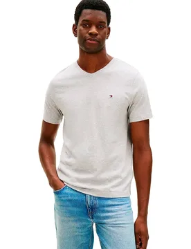 T-shirt à Manches Courtes Et Col En V Essential Light Grey Heather XL - Tommy hilfiger - FashionsVida