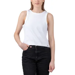 Tab Rib Tank Top Bright White L Damen