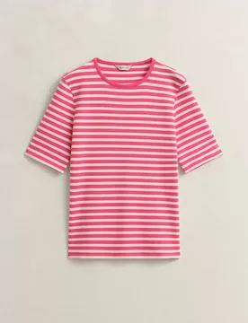 SLI STRIPED 1X1 RIBBED SS T-SHIRT feale - M - FashionsVida