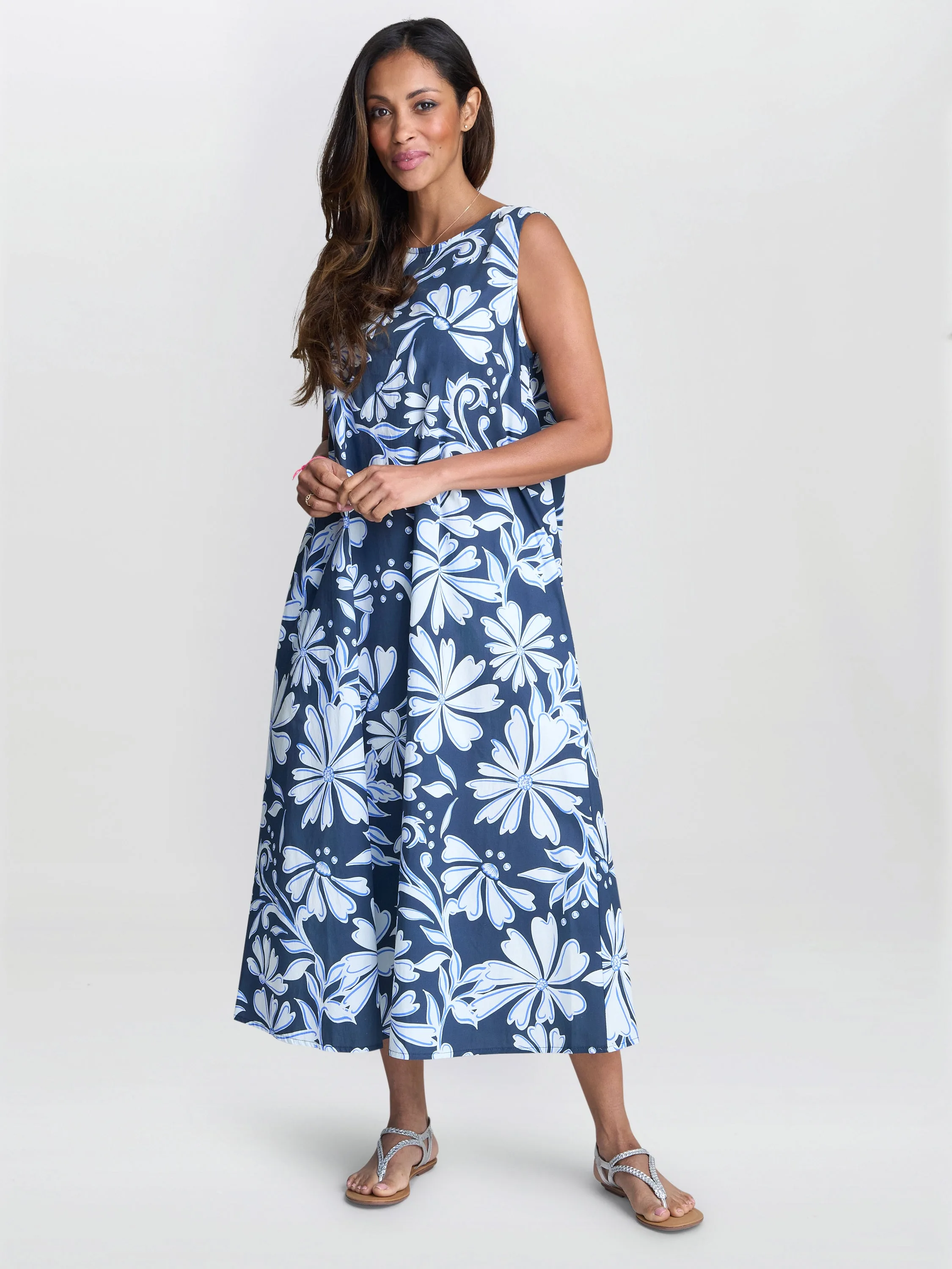 Womens Rory Tent Dress - Blue - Size Medium - Gina Bacconi - FashionsVida
