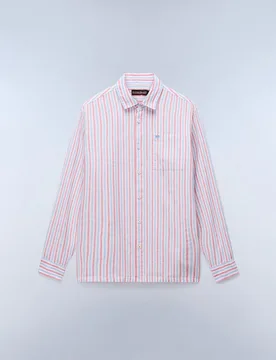 Camisa de hombre brolio con manga larga de corte relaxed de rayas - Napapijri - FashionsVida