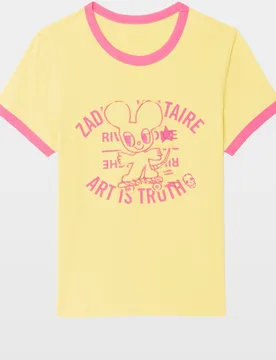 Zadig & Voltaire - Camiseta de mujer de manga corta y cuello redondo de algodón con escudo - Zadig & Voltaire - FashionsVida