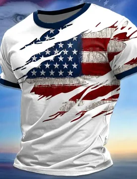 Men's Summer Outdoor Wear T-Shirt Stylish Patriotic Design Soft Polyester Breathable Crew Neck Tops - Aliexpress - FashionsVida