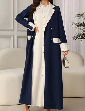Conjunto de cárdigan holgado de solapa larga y top de cuello redondo de un solo color, informal y conservador, modesto, para mujer M - Shein - FashionsVida
