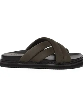 Women's Sheep Suede Rylan Slides with Rubber Sole in Olive Size: 5 - Olive - Size: 5 - EverAu Australia - FashionsVida
