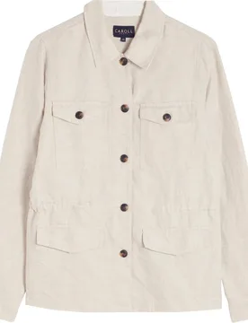 Chaqueta de mujer corte sahariana en lino - Caroll - FashionsVida