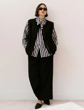 Pantalón ancho de mujer con cinturilla - Couchel - FashionsVida