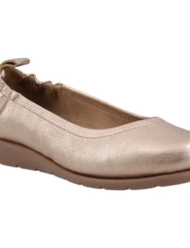Skylar Leather Womens Gold Flats - Size Uk 3 - Hush puppies - FashionsVida