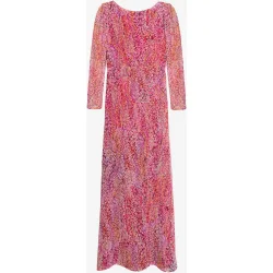 Vestido midi estampado con manga larga