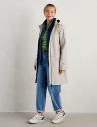 Waterproof Cotton Rich Longline Raincoat Natural female
