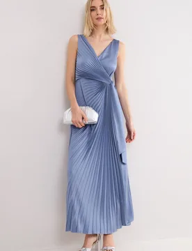 Women's Emlyn Pleated Wrap Dress in Baby Blue Size: 20 - Baby Blue - Size: 20 - Phase Eight - FashionsVida