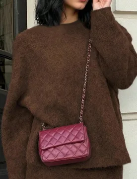Conjunto de 2 piezas de vestido de punto de manga larga con cuello redondo, color liso, holgado, estilo minimalista casual para uso diario en el hogar - Shein - FashionsVida