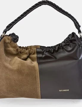 Bolso bucket en piel y serraje con asa de mano - Guy Laroche - FashionsVida