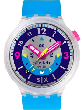Reloj unisex neon hielo con correa de silicona azul - Swatch - FashionsVida
