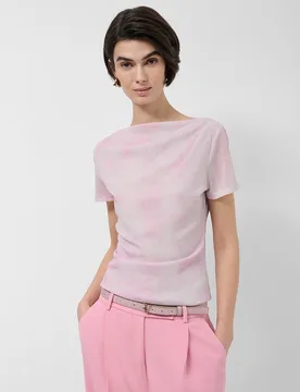 Camiseta de mujer manga corta fruncida tul - Roberto Verino - FashionsVida