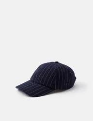 Striped Baseball Cap With Wool Navy female