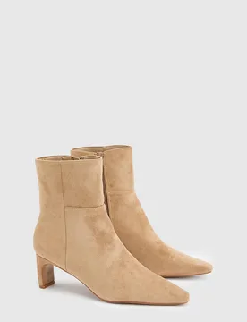 Women's Ellie Faux Suede Medium Stiletto Heel Ankle Boots in Beige Size: 5 - Beige - Size: 5 - Wallis - FashionsVida