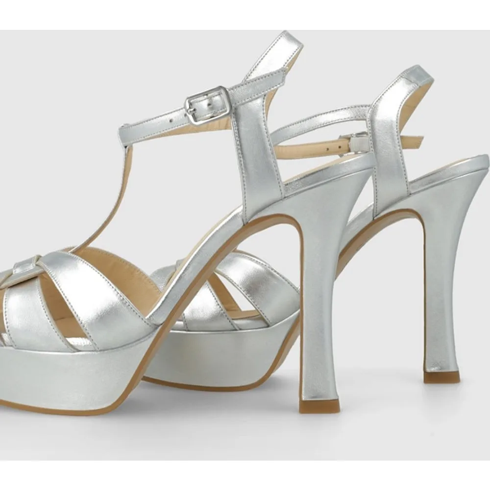 Sandalias de mujer con plataforma en piel - Lodi - FashionsVida