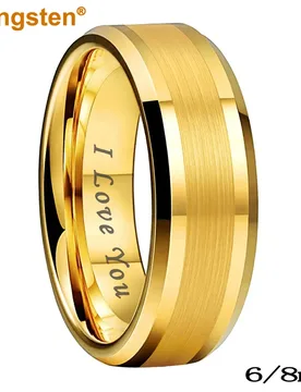 ITungsten 6mm 8mm Tungsten Carbide Finger Ring Men Women Engagement Wedding Band Fashion Jewelry I Love You Engraved Comfort Fit - Aliexpress - FashionsVida