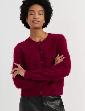 Pure Merino Wool Button Through Cardigan Red female - Chinti & Parker - FashionsVida