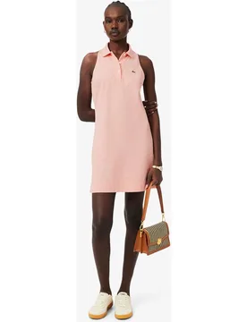 Vestido corto de mujer sin mangas de piqué en blanco - Lacoste - FashionsVida