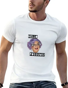 Dame Edna - Hello Possums! T-Shirt Relaxed Casual Short Sleeve Tee - Aliexpress - FashionsVida