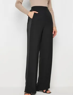 Women's Tall Satin Wide Leg Trousers in Black Size: 20XL - Black - Size: 20XL - Long tall sally - FashionsVida