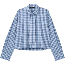 Camisa de mujer de cuadros con strass y corbata desmontable
