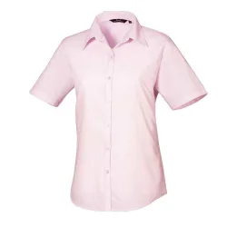Womens/ladies Poplin Short-Sleeved Blouse (Pink) - Size 24 Uk