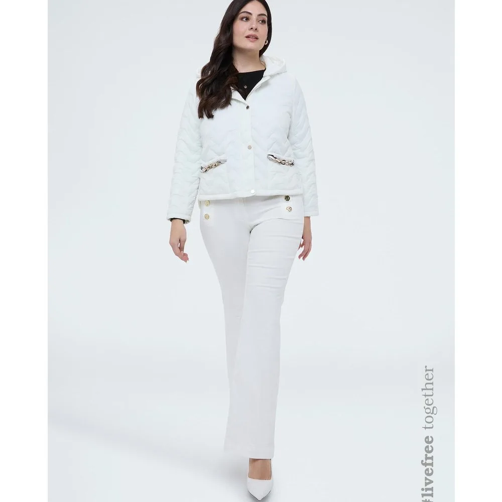 Plumífero de mujer acolchado con motivo chevron - Fiorella Rubino - FashionsVida