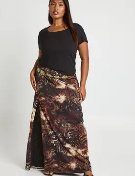 Womens Plus Mesh Maxi Skirt - Leopard - Size 16 Uk - Boohoo - FashionsVida